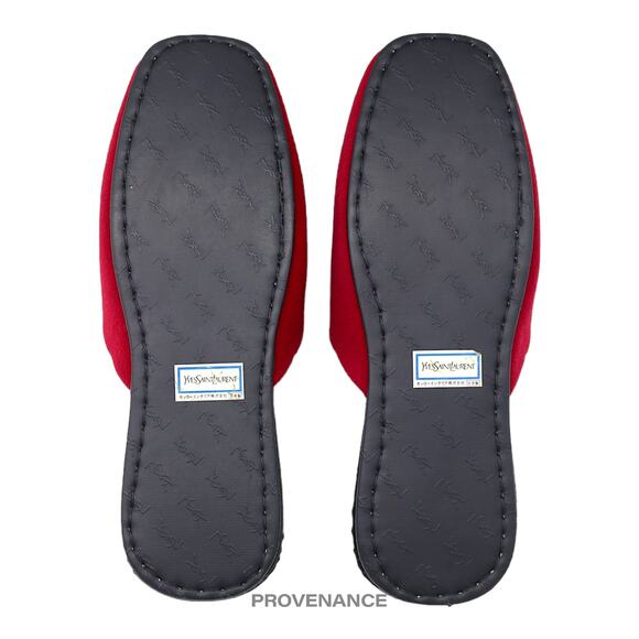 🔴 Yves Saint Laurent YSL Logo Slipper - Red Velour - Picture 6 of 6